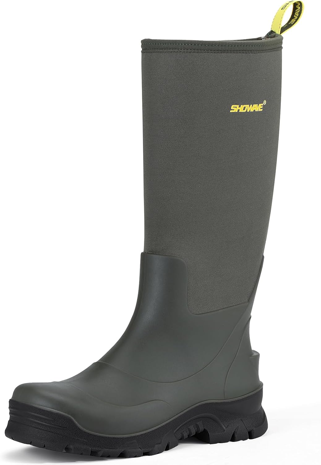 Showave Men's Rubber Boots Knee High Waterproof Insulated Rain Boots