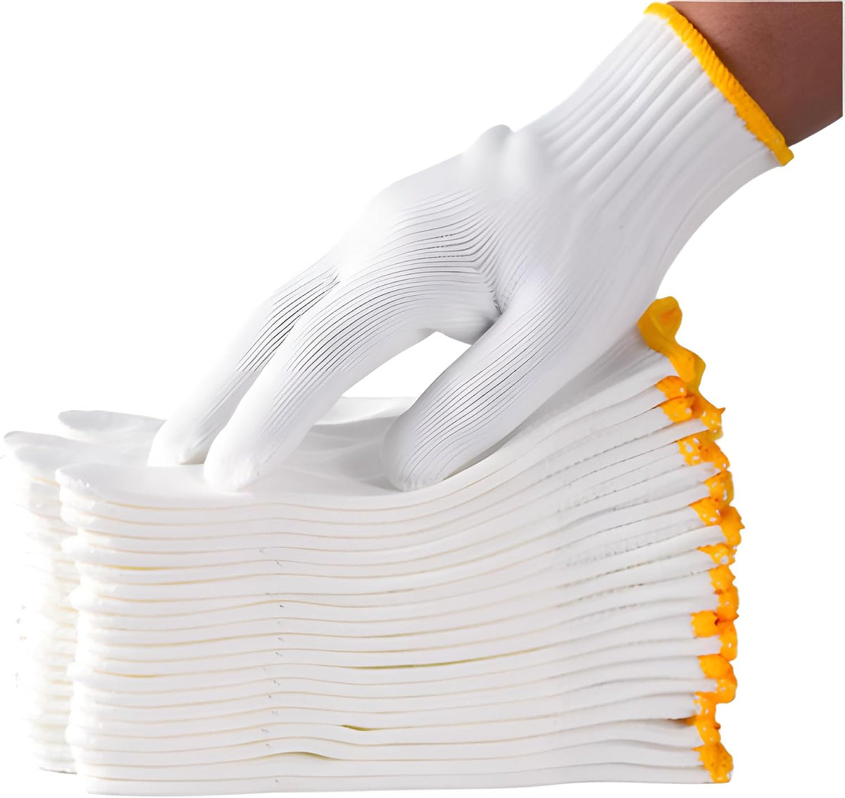 Unisex White Cotton Polyester Knitted Safety Work Gloves, 12/36/240 Pairs