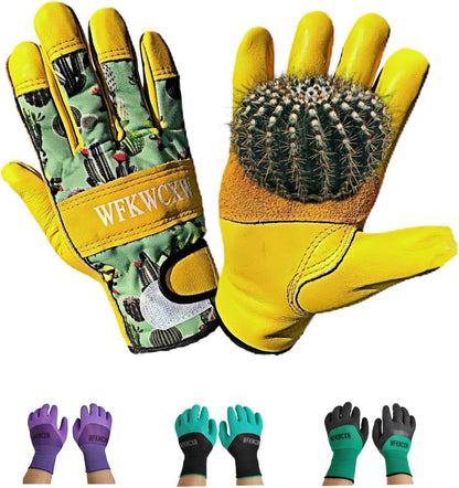 Cow Leather Adjustable Thorn Proof Gardening Gloves