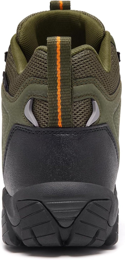SHULOOK Men's Waterproof Hiking Boots Non-Slip Lightweight Mid Top Ankle Boot Breathable Hiker Trekking Shoes