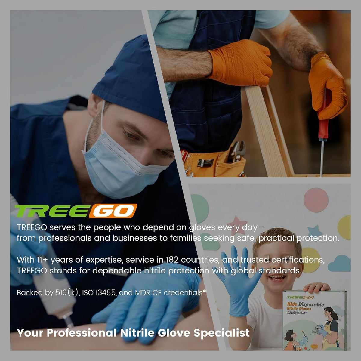 TREEGO 10 Mil Heavy Duty Black Nitrile Mechanic Gloves, 50 Count XL