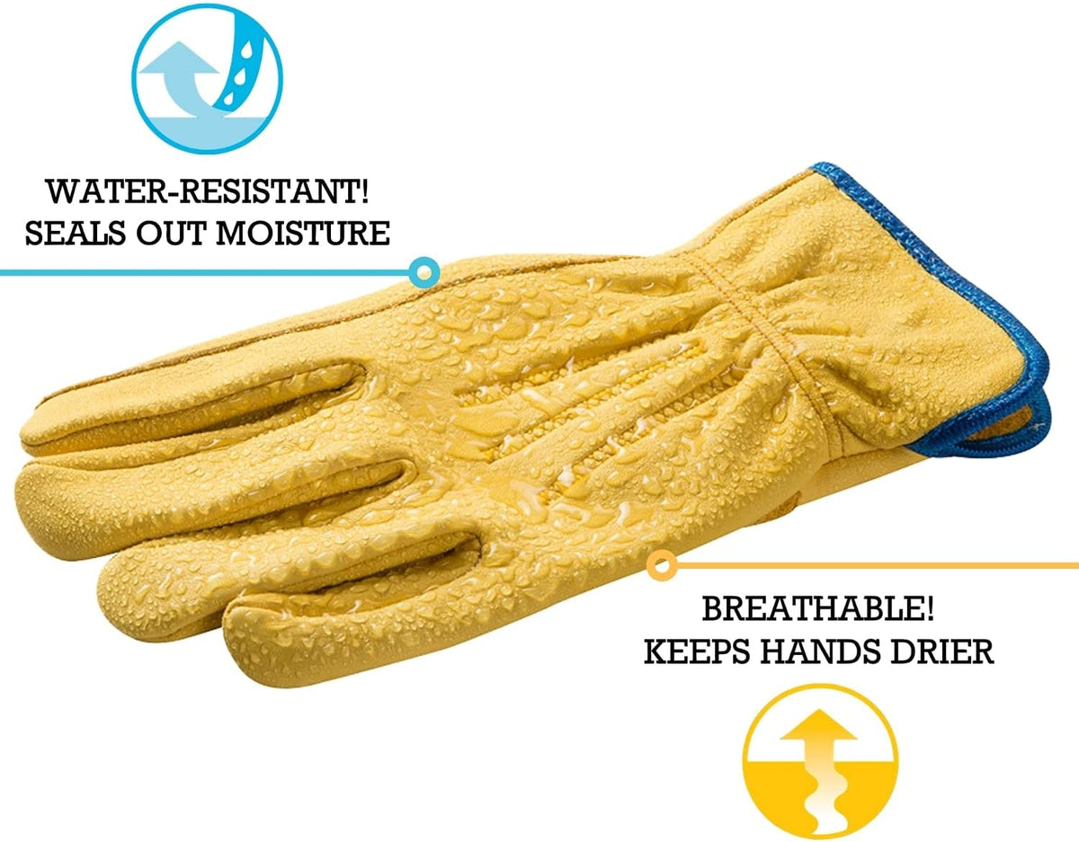 Wells Lamont Men's HydraHyde Leather Work Gloves, Water-Resistant, Large