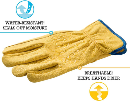 Wells Lamont Men's HydraHyde Leather Work Gloves, Water-Resistant, Large