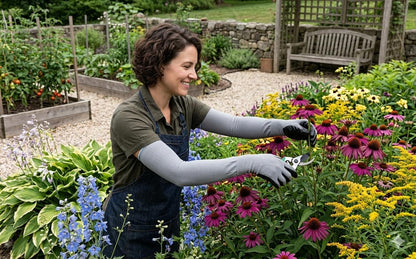 Long Sleeve Gardening Gloves Nitrile-Coated No Slip Grip Cut Proof
