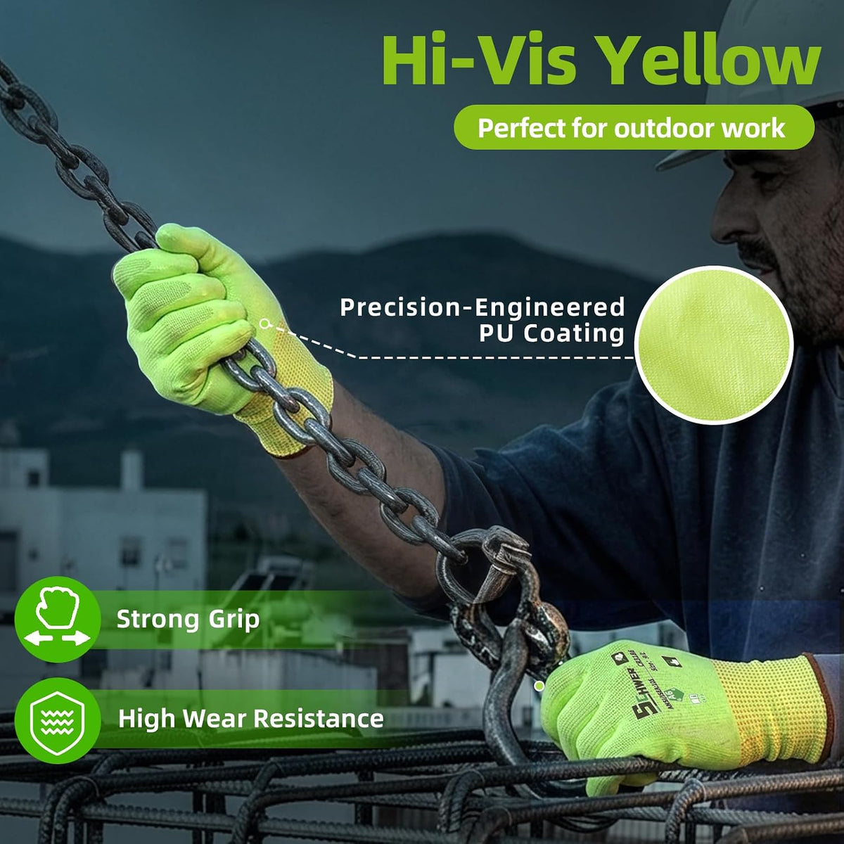 Schwer 12 Pairs A6 Cut Resistant Work Gloves, Reinforced Thumb, CR3028, S
