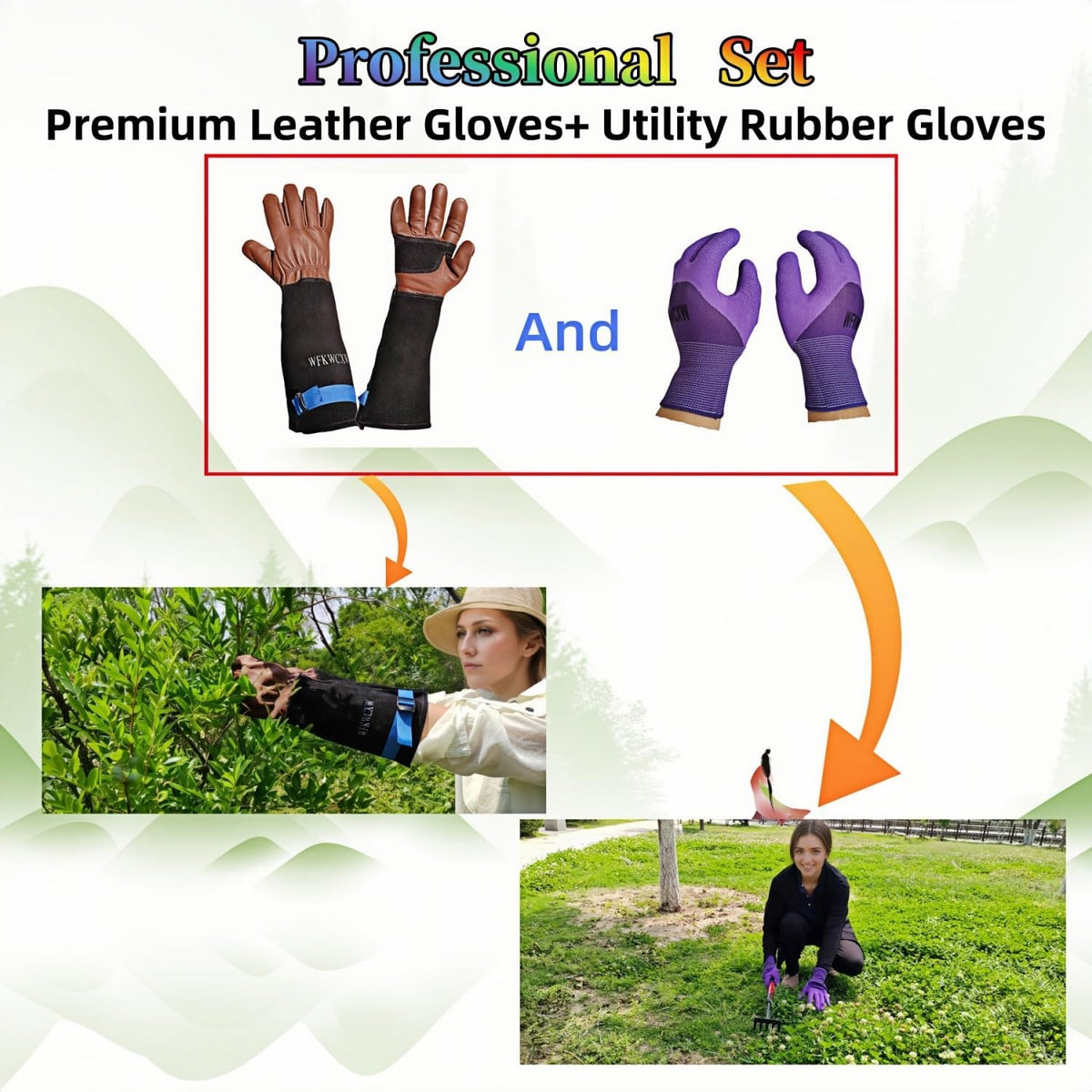 Cow Leather Adjustable Thorn Proof Gardening Gloves