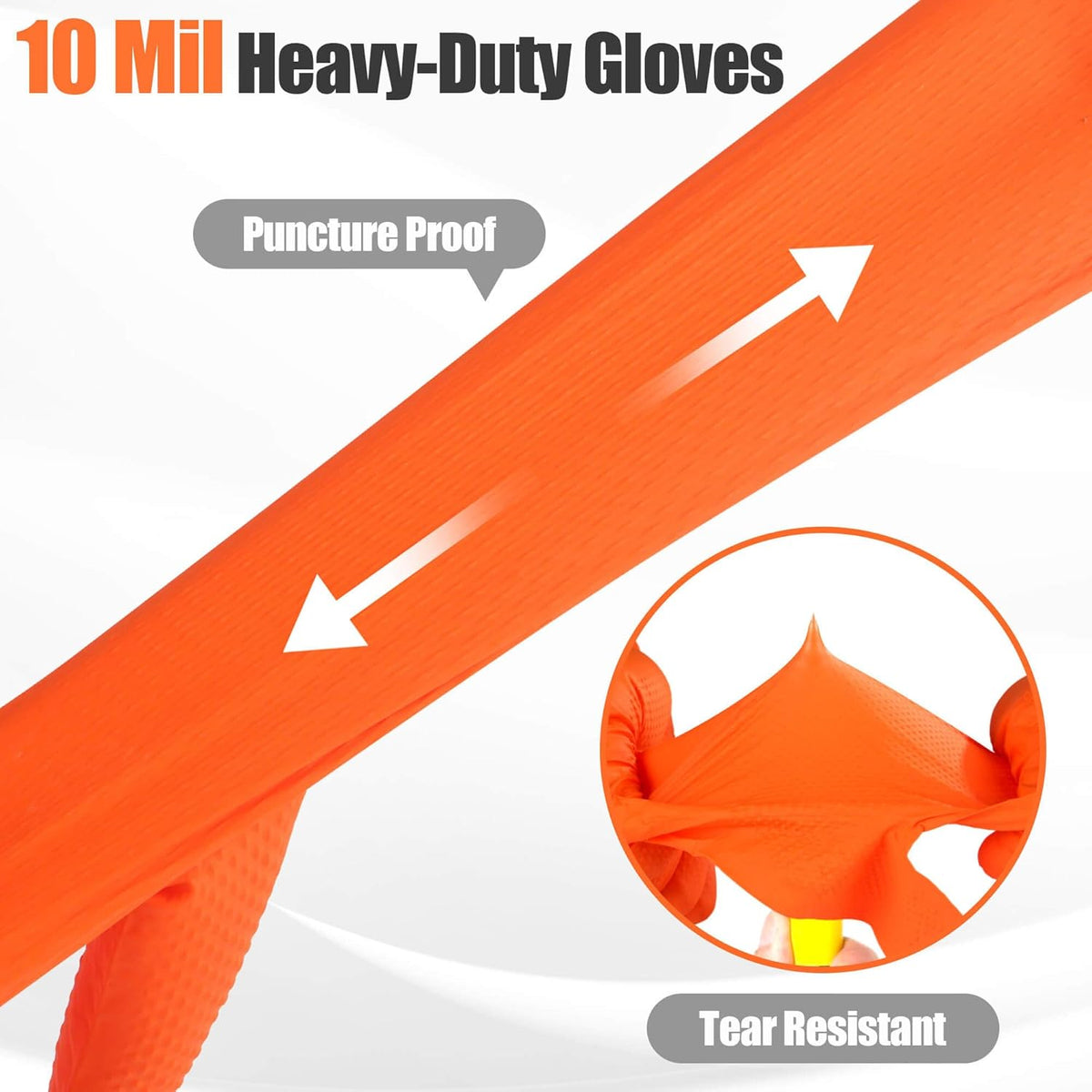 TREEGO 10 Mil Heavy Duty Black Nitrile Mechanic Gloves, 50 Count XL