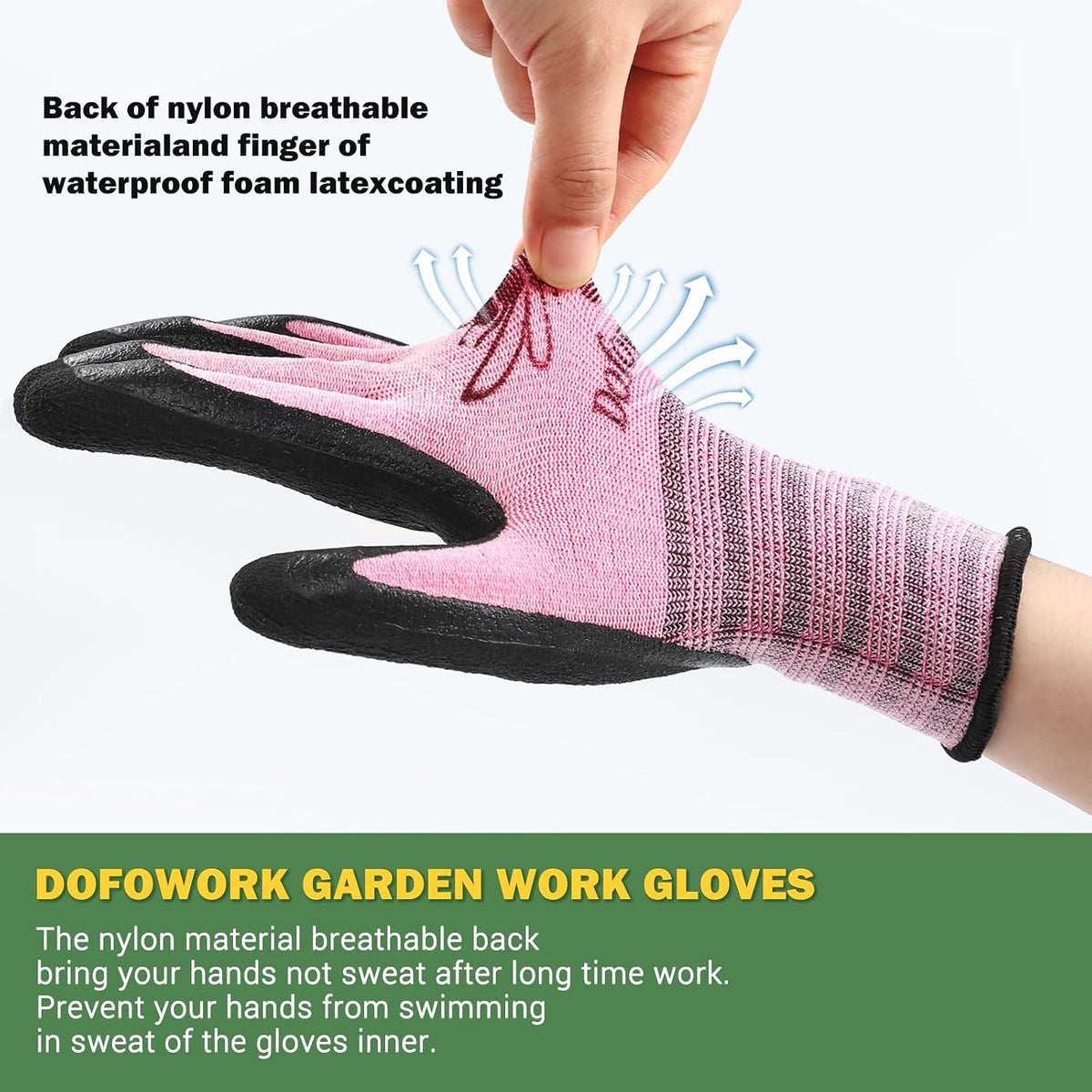 Dofowork Gardening Gloves - 6 Pair Gardening Gloves for Women/Men with Grip