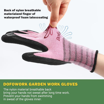 Dofowork Gardening Gloves - 6 Pair Gardening Gloves for Women/Men with Grip