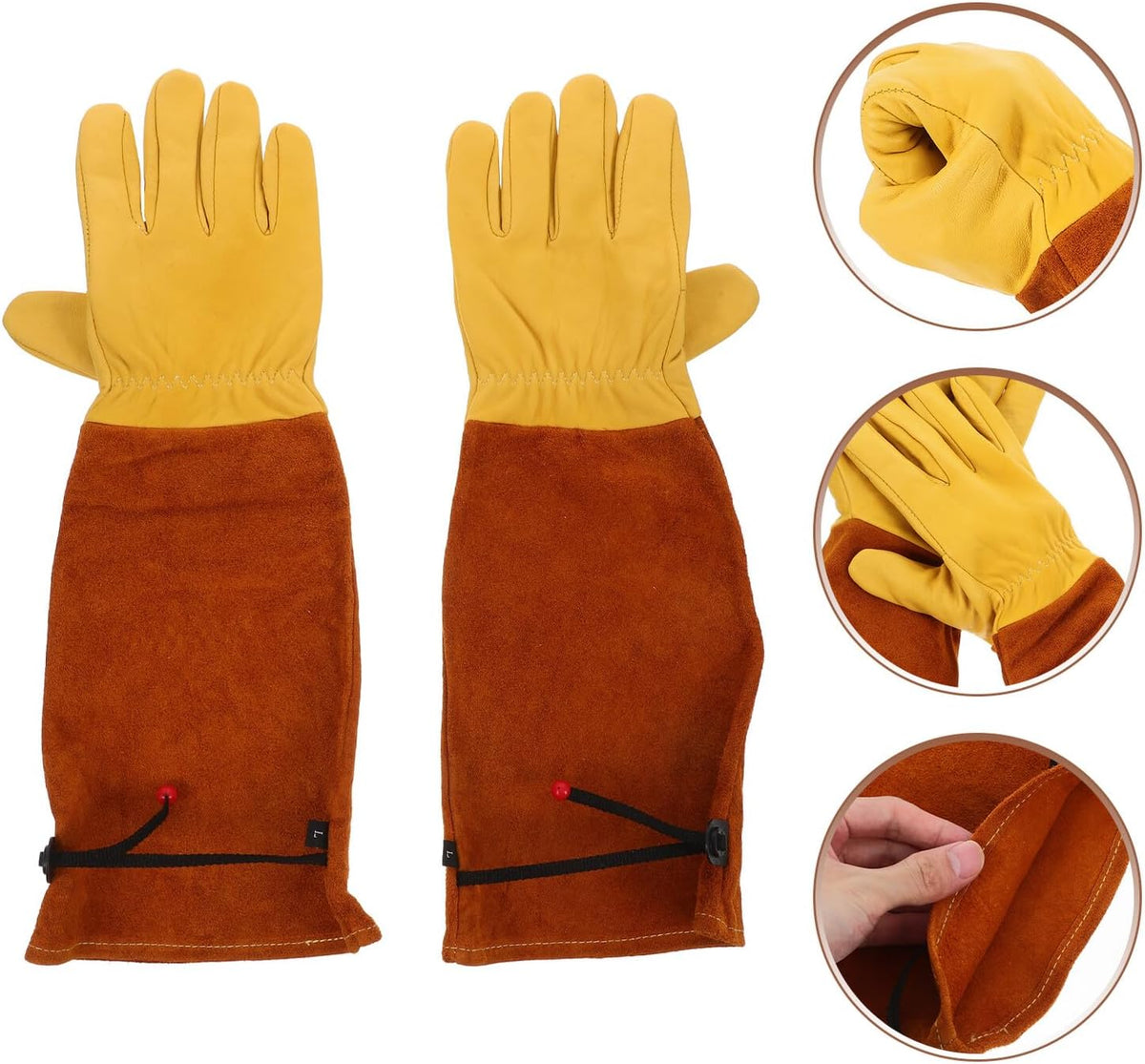 Sheepskin Gardening Gloves, Long Sleeve Cut Resistant Yard Work Protection