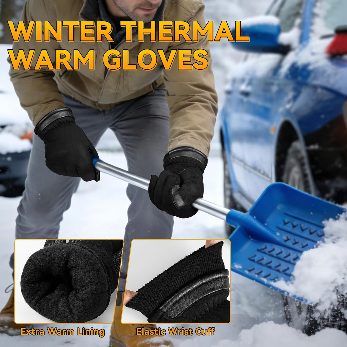 OZERO Mens Gloves for Cold Weather: Waterproof Touchscreen Winter Gloves