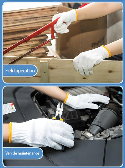 Unisex White Cotton Polyester Knitted Safety Work Gloves, 12/36/240 Pairs