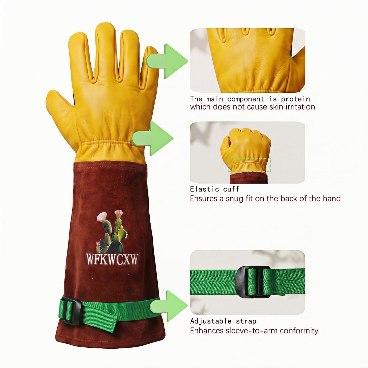 Cow Leather Adjustable Thorn Proof Gardening Gloves