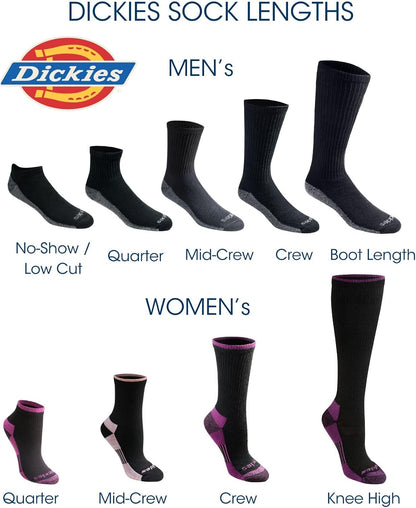 Dickies Men's Dri-Tech Moisture Control Boot-Length Socks, Available in L-XL (6, 12 Pairs)