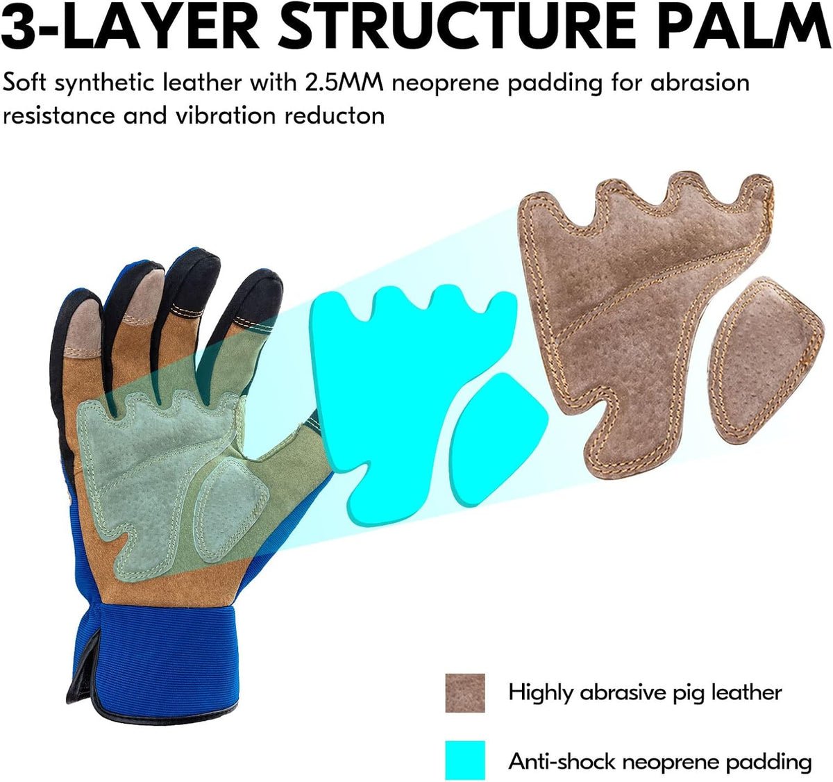 Vgo... Gardening Work Gloves for Men,Thornproof,Touchscreen(SL7475,S)