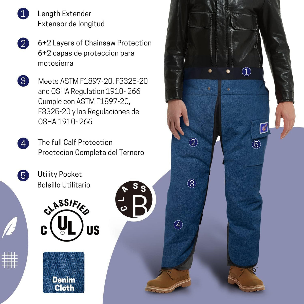 Chainsaw Chaps,Chainsaw Safety Apron,Chainsaw Protection Pants with Adjustable Belt&Pocket,Forestry Protective Gear