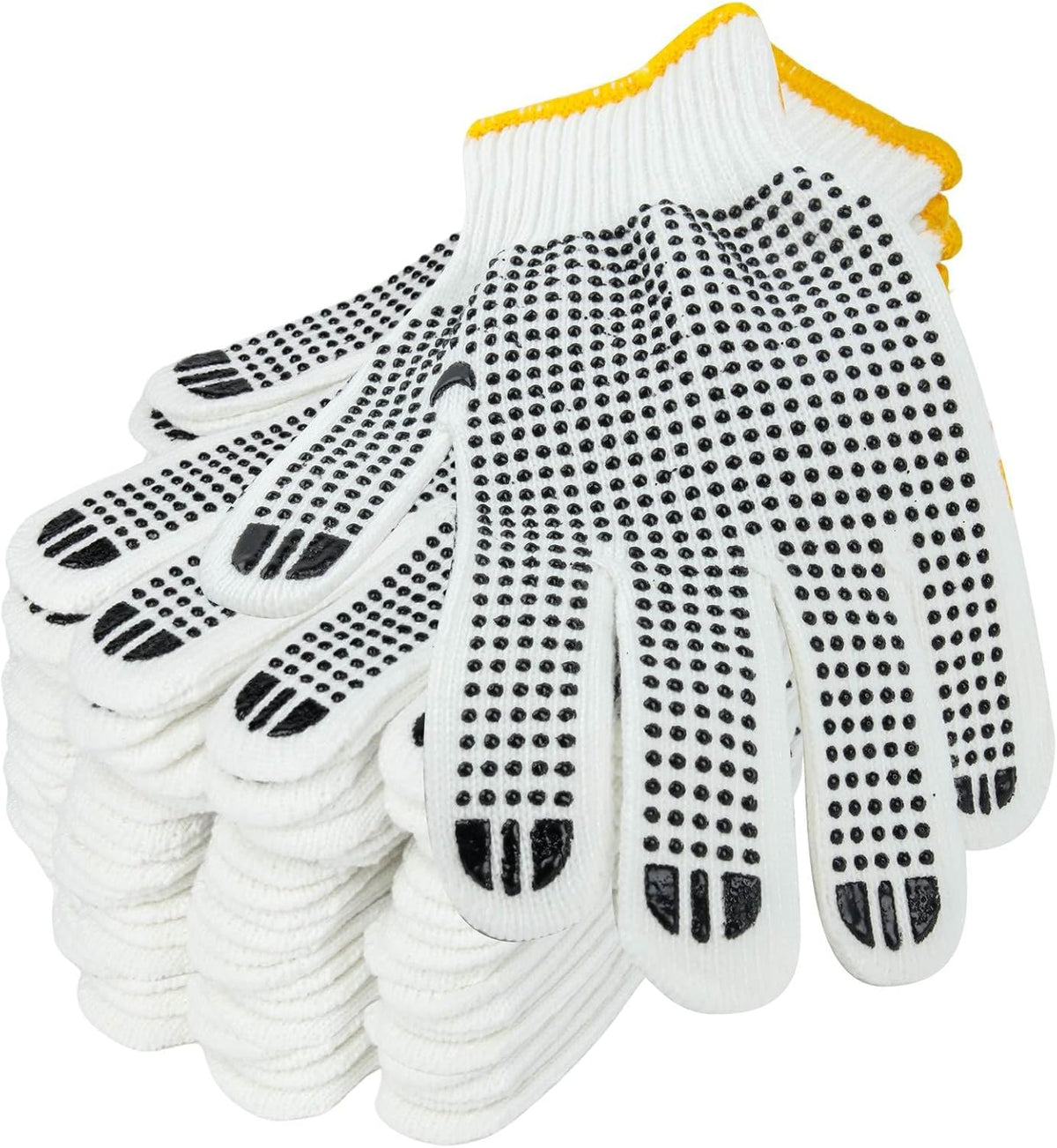 Unisex White Cotton Polyester Knitted Safety Work Gloves, 12/36/240 Pairs