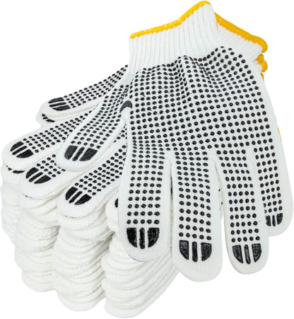 Unisex White Cotton Polyester Knitted Safety Work Gloves, 12/36/240 Pairs