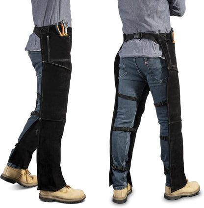 LeaSeek Leather Welding Pants, Heat & Flame Resistant Safety Leg Protection