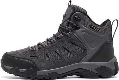 SHULOOK Men's Waterproof Hiking Boots Non-Slip Lightweight Mid Top Ankle Boot Breathable Hiker Trekking Shoes