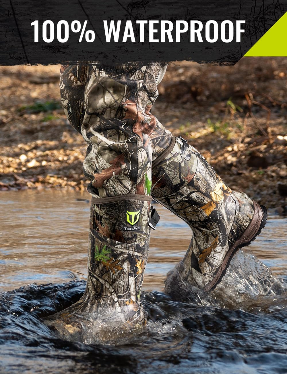 TIDEWE Rubber Hunting Boots, Waterproof Insulated Sturdy Outdoor