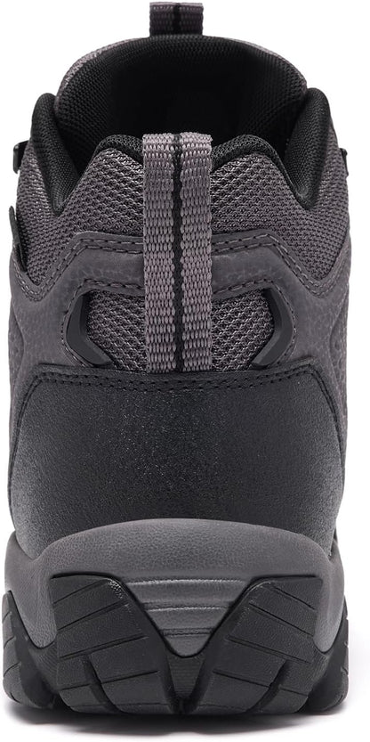 SHULOOK Men's Waterproof Hiking Boots Non-Slip Lightweight Mid Top Ankle Boot Breathable Hiker Trekking Shoes