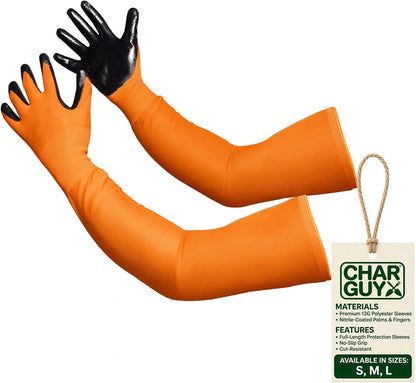 Long Sleeve Gardening Gloves Nitrile-Coated No Slip Grip Cut Proof