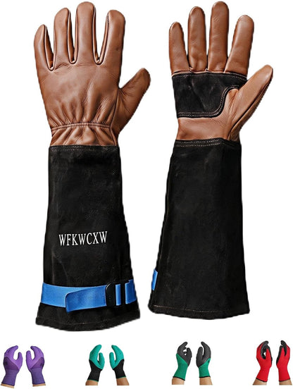 Cow Leather Adjustable Thorn Proof Gardening Gloves