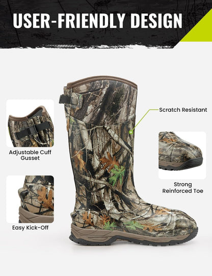 TIDEWE Rubber Hunting Boots, Waterproof Insulated Sturdy Outdoor