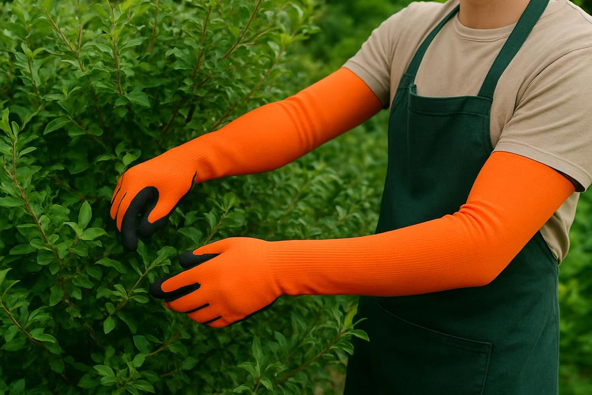Long Sleeve Gardening Gloves Nitrile-Coated No Slip Grip Cut Proof