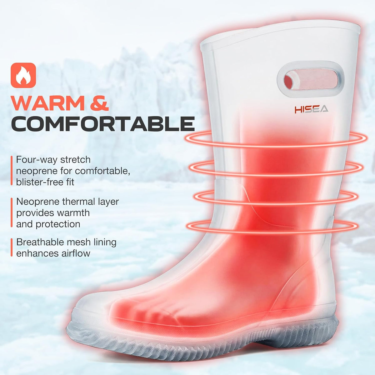 HISEA Women's Mud Rain Boots, Waterproof Insulated Rubber Garden Shoes