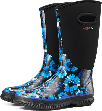 HISEA Women's Mud Rain Boots, Waterproof Insulated Rubber Garden Shoes