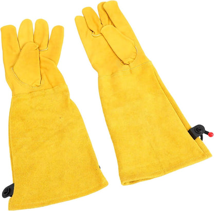 ViaGasaFamido Gardening Gloves with Long Cuff, Leather Puncture Proof for