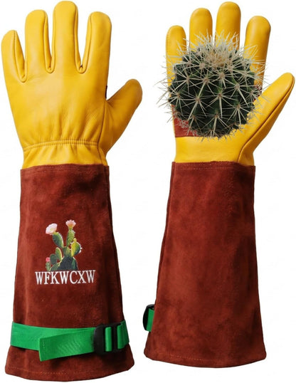 Cow Leather Adjustable Thorn Proof Gardening Gloves