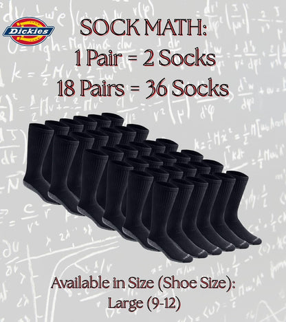 Dickies Men's Dri-Tech Moisture Control Boot-Length Socks, Available in L-XL (6, 12 Pairs)