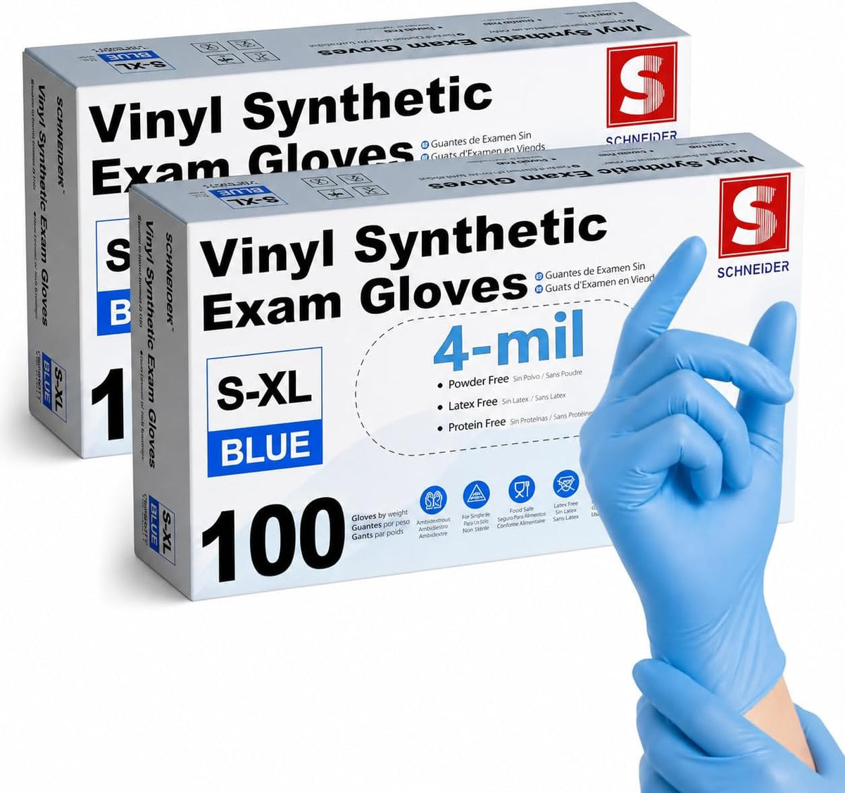 Schneider Medical Nitrile/Vinyl Blend Exam Gloves, Black Disposable