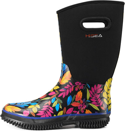 HISEA Women's Mud Rain Boots, Waterproof Insulated Rubber Garden Shoes