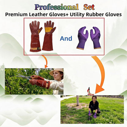 Cow Leather Adjustable Thorn Proof Gardening Gloves