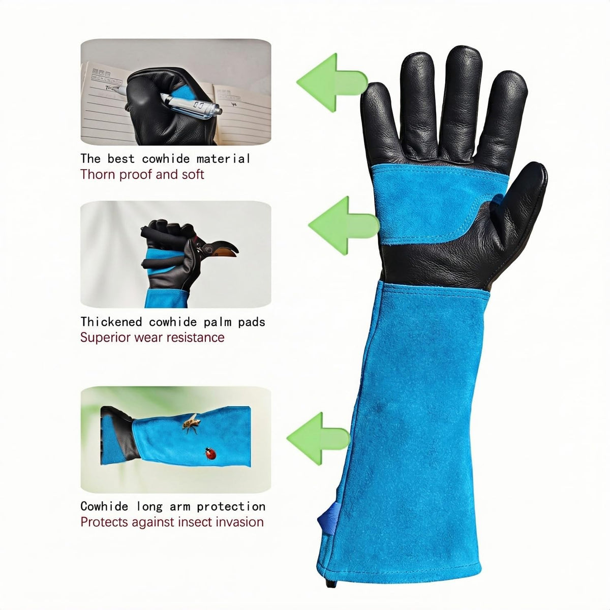 Cow Leather Adjustable Thorn Proof Gardening Gloves