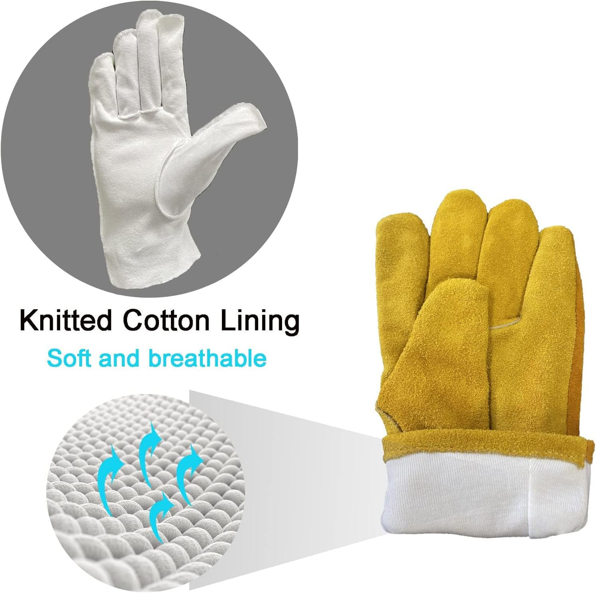 Cowhide Leather Work Gloves,Gardening,Welding Gloves for Men Black XL
