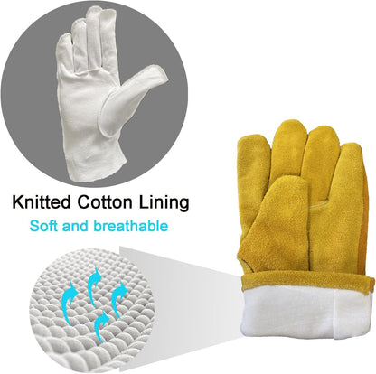 Cowhide Leather Work Gloves,Gardening,Welding Gloves for Men Black XL