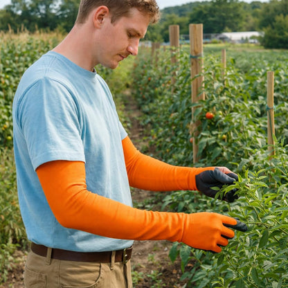 Long Sleeve Gardening Gloves Nitrile-Coated No Slip Grip Cut Proof
