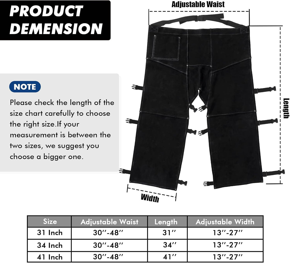 LeaSeek Leather Welding Pants, Heat & Flame Resistant Safety Leg Protection