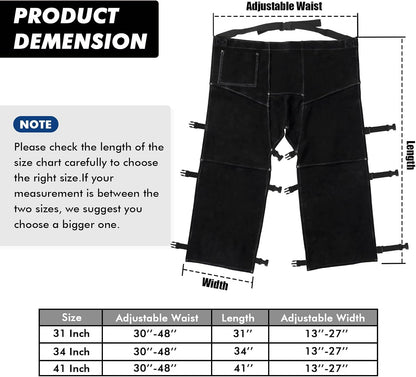 LeaSeek Leather Welding Pants, Heat & Flame Resistant Safety Leg Protection