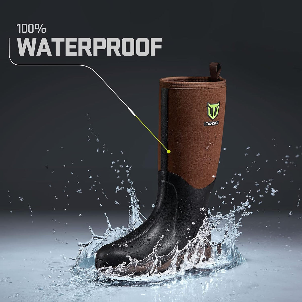 TIDEWE Rubber Neoprene Boots for Men and Women, Waterproof Rain Boot