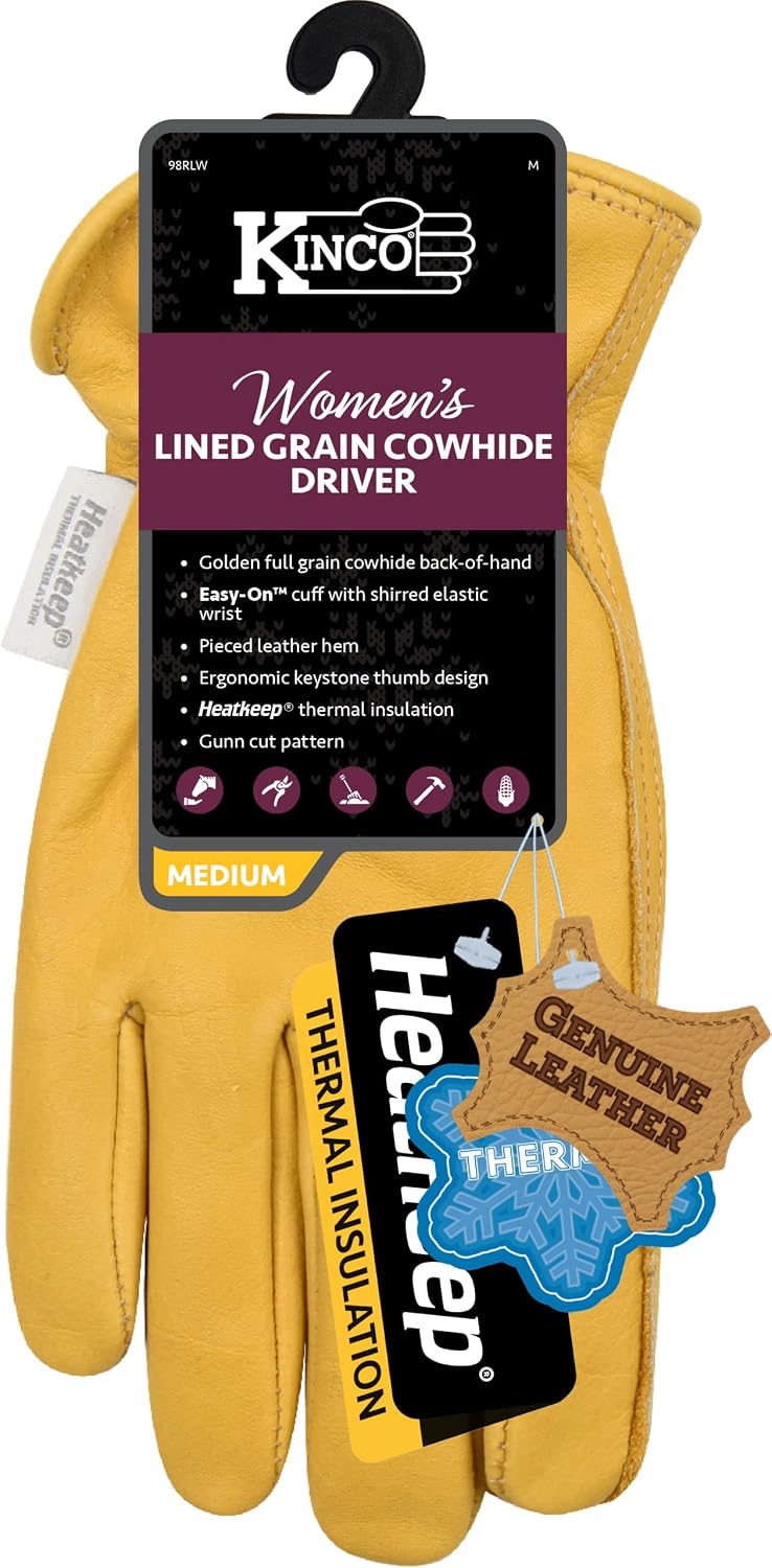 Kinco, 98RLW-S, Women's Lined Grain Cowhide Driver, Small