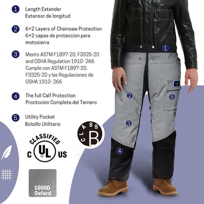 Chainsaw Chaps,Chainsaw Safety Apron,Chainsaw Protection Pants with Adjustable Belt&Pocket,Forestry Protective Gear