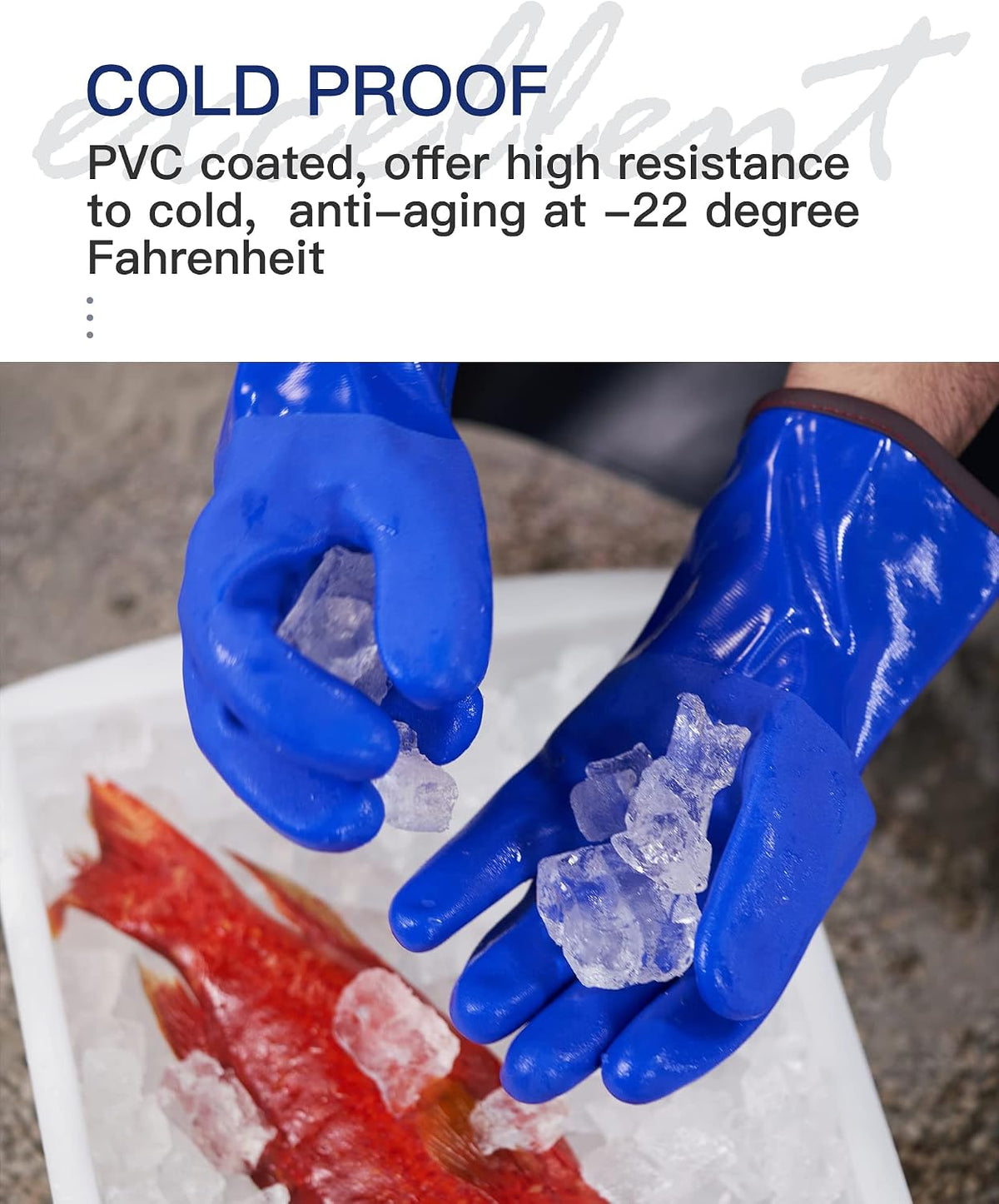 PACIFIC PPE Thermal Insulated Freezer Gloves, Waterproof, Blue, Large