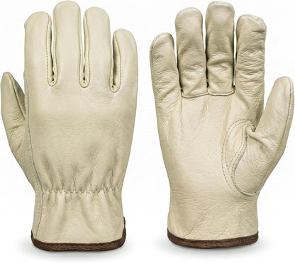 Toledano Industries 12 Pair Large Leather Work Gloves for Men, Heavy Duty