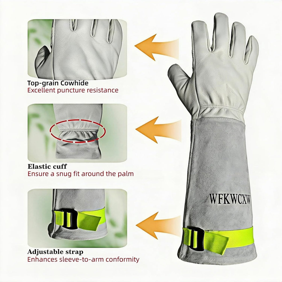 Cow Leather Adjustable Thorn Proof Gardening Gloves